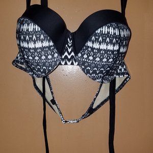 $64 LANE BRYANT SWIM BANDEAQ BRA BLACK WHITE 44-D